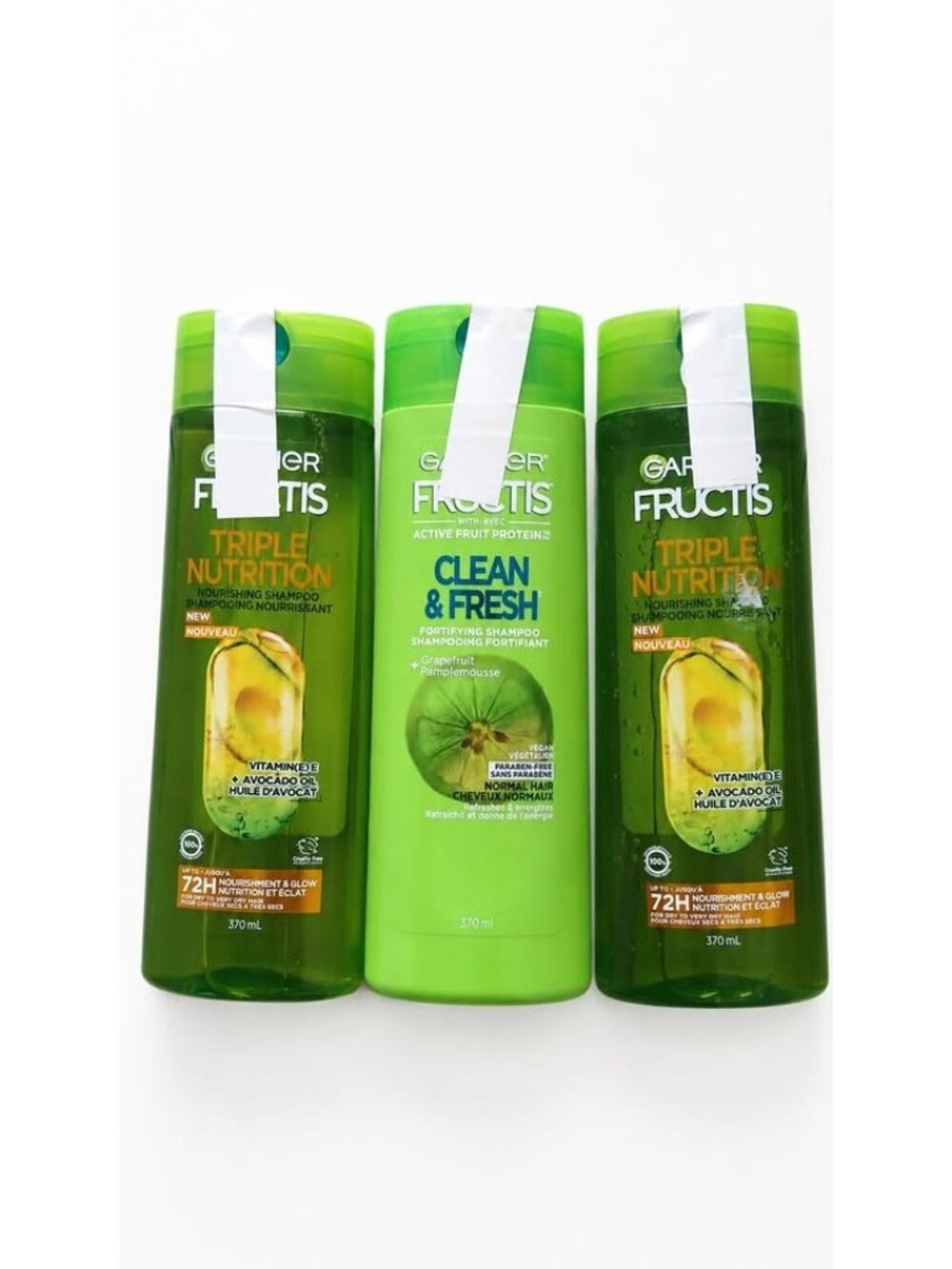 Garnier Fructis Shampoo Lot of 3 Triple Nutrition Clean & Fresh 370mL Sealed